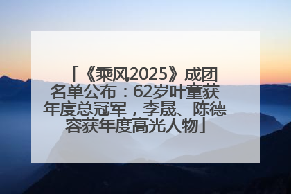 《乘风2025》成团名单公布：62岁叶童获年度总冠军，李晟、陈德容获年度高光人物