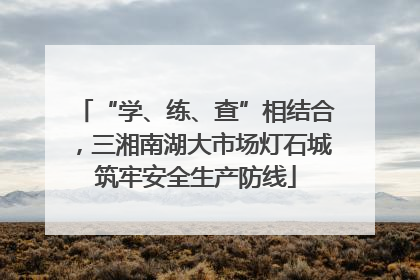 “学、练、查”相结合，三湘南湖大市场灯石城筑牢安全生产防线