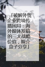 破解外贸企业跨境传播困局：海外媒体发稿的三大战略价值，媒介盒子分享