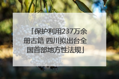保护利用237万余册古籍 四川拟出台全国首部地方性法规