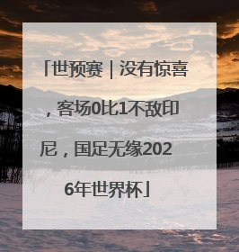 世预赛｜没有惊喜，客场0比1不敌印尼，国足无缘2026年世界杯