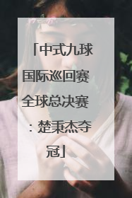 中式九球国际巡回赛全球总决赛：楚秉杰夺冠