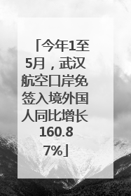今年1至5月，武汉航空口岸免签入境外国人同比增长160.87%
