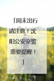 周末出行请注意！沈阳公安交警重要提醒！