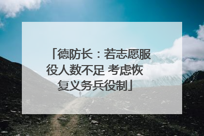 德防长：若志愿服役人数不足 考虑恢复义务兵役制