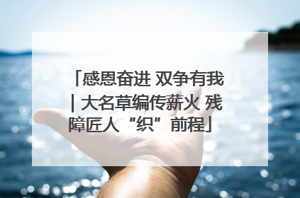 感恩奋进 双争有我｜大名草编传薪火 残障匠人“织”前程