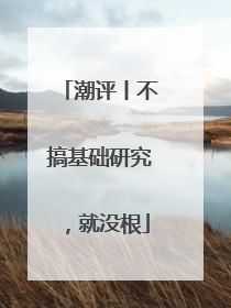 潮评丨不搞基础研究，就没根