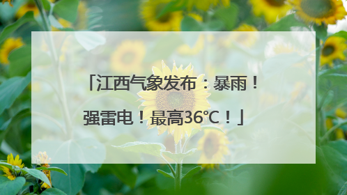 江西气象发布：暴雨！强雷电！最高36℃！