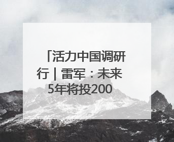 活力中国调研行｜雷军：未来5年将投2000亿元用于核心技术研发