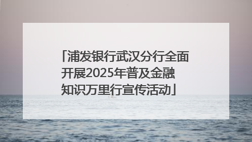 浦发银行武汉分行全面开展2025年普及金融知识万里行宣传活动