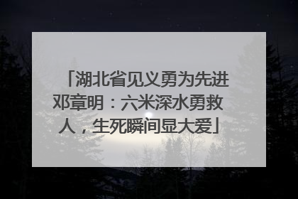 湖北省见义勇为先进邓章明：六米深水勇救人，生死瞬间显大爱