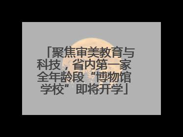 聚焦审美教育与科技，省内第一家全年龄段“博物馆学校”即将开学